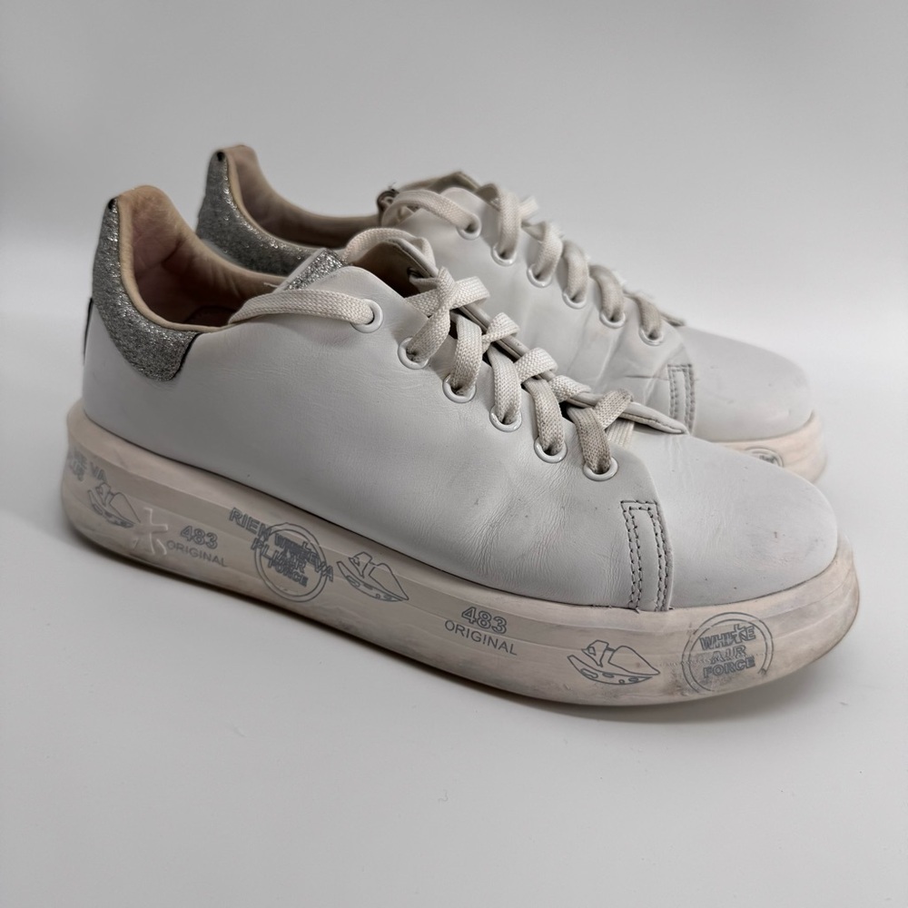 Premiata White Leather Sneakers 7.5